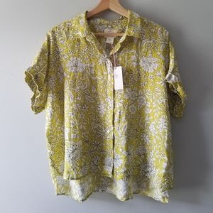 Rachel Ashwell 100% Linen Floral Top Large
